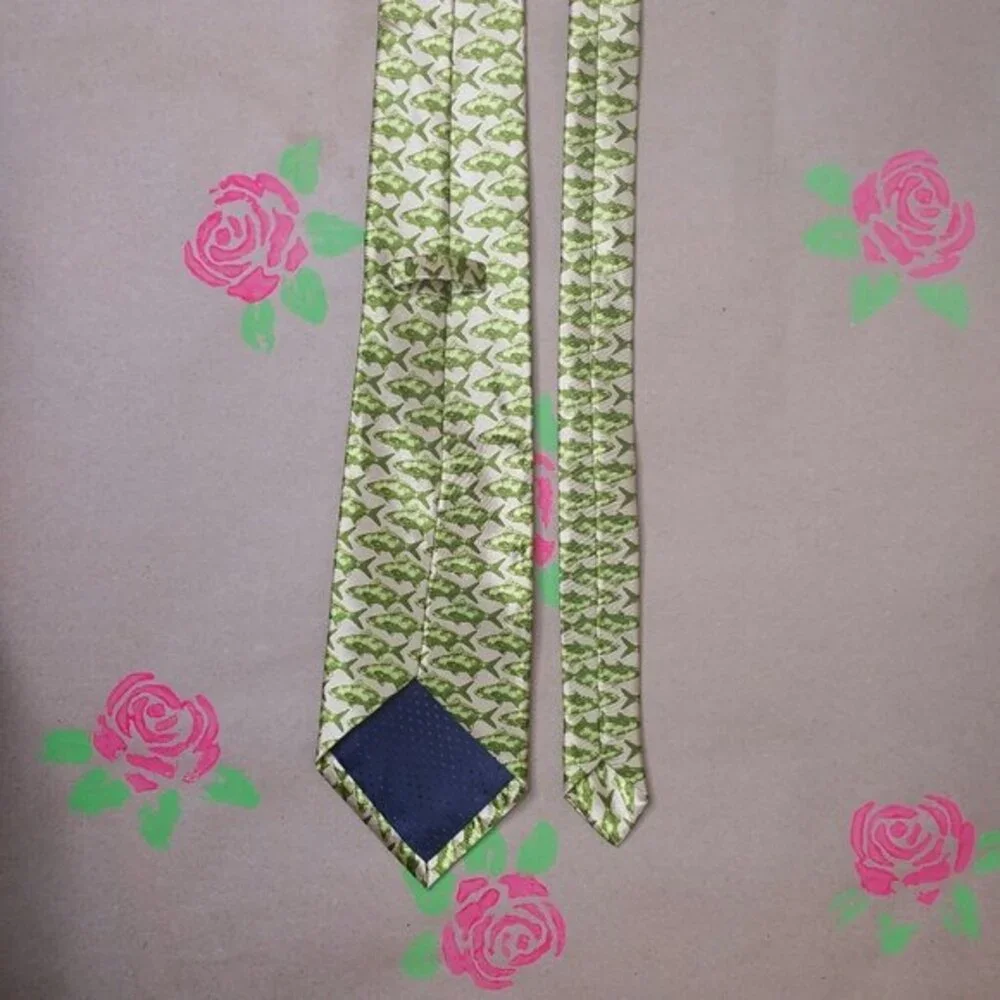 Vintage Gold with Green Fishes Tie Necktie